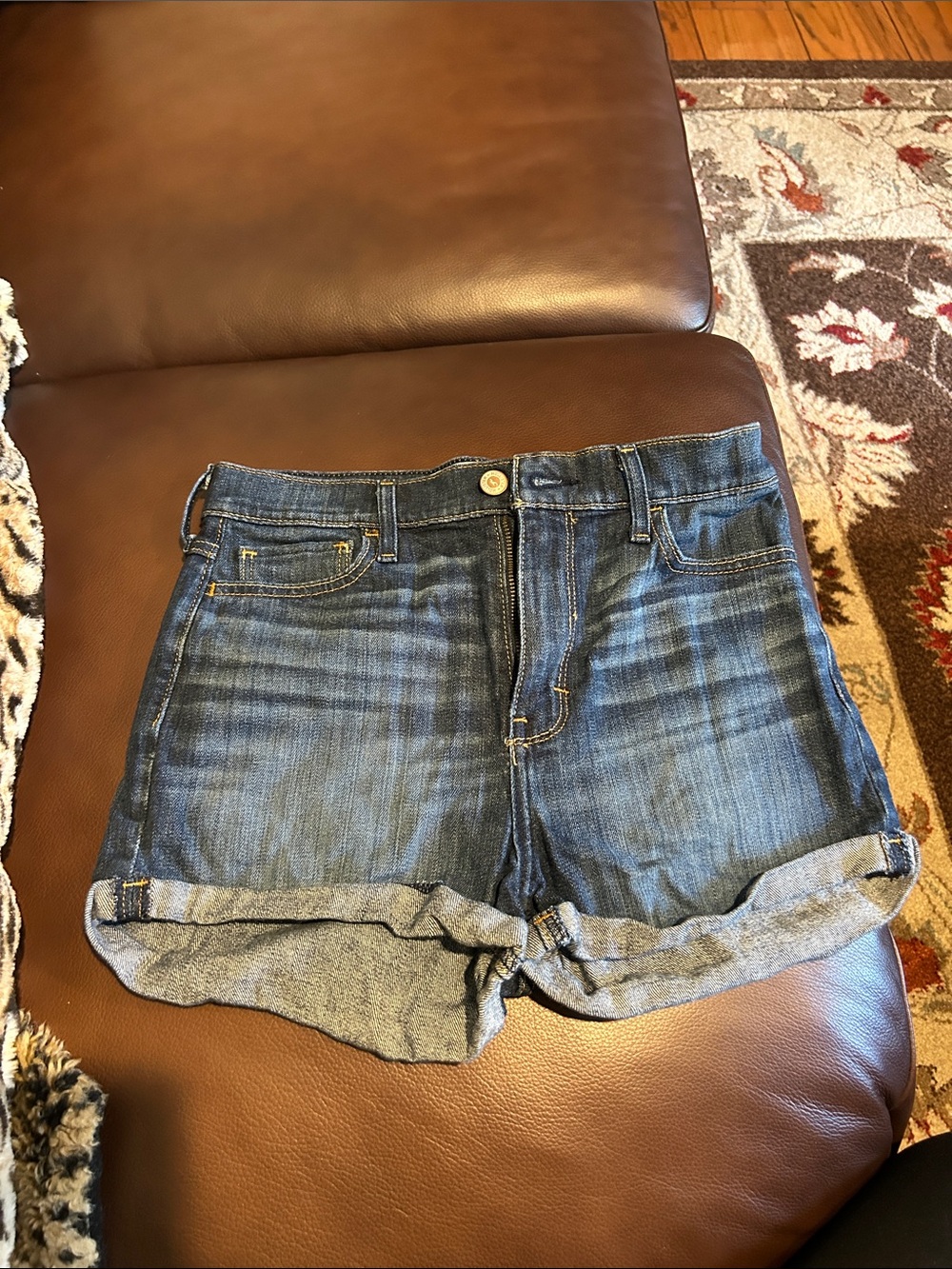 Hollister Rolled Cuff Denim Shorts - Faded Blue